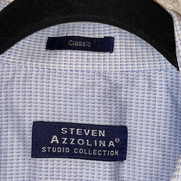 Steven Azzolina Classic Patterned Blue Button Down Dress Shirt - Picture 5 of 8
